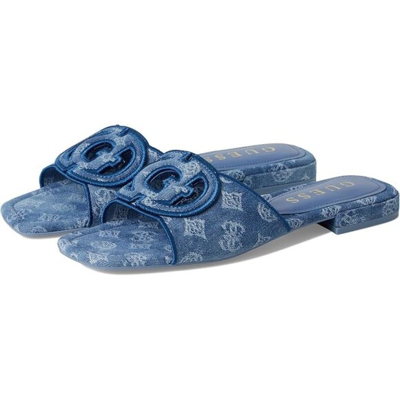 GUESS Tarishae Women's Sandals Medium Blue Denim/White - Picture 1 of 6